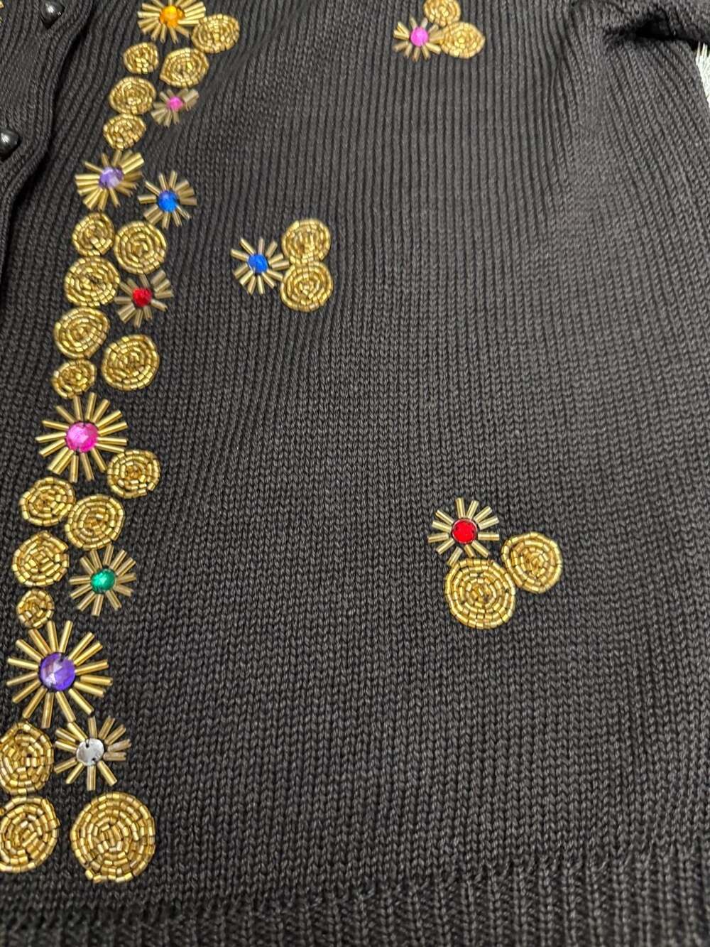 Trimmings Vintage Black Beaded and Sequined Embellished Cardigan Sweater Size S